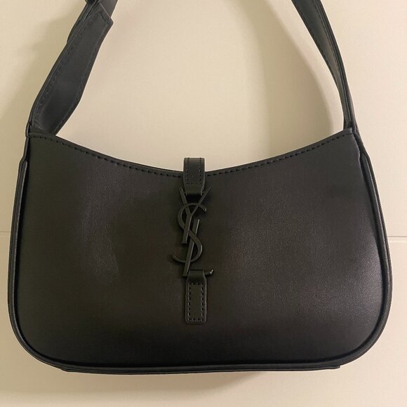 YSL Saint Laurent Le 5 a 7 Mini Leather Hobo Bag Purse - Black - Picture 2 of 11